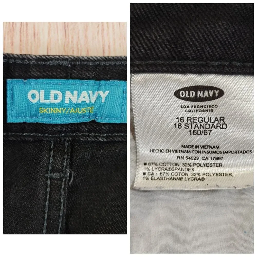 Girls Old Navy black straight leg jeans sz 16